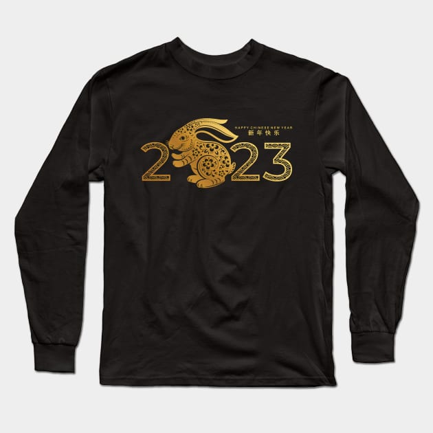 Happy chinese new year 2023 year of the rabbit zodiac Long Sleeve T-Shirt by Shaniya Abernathy